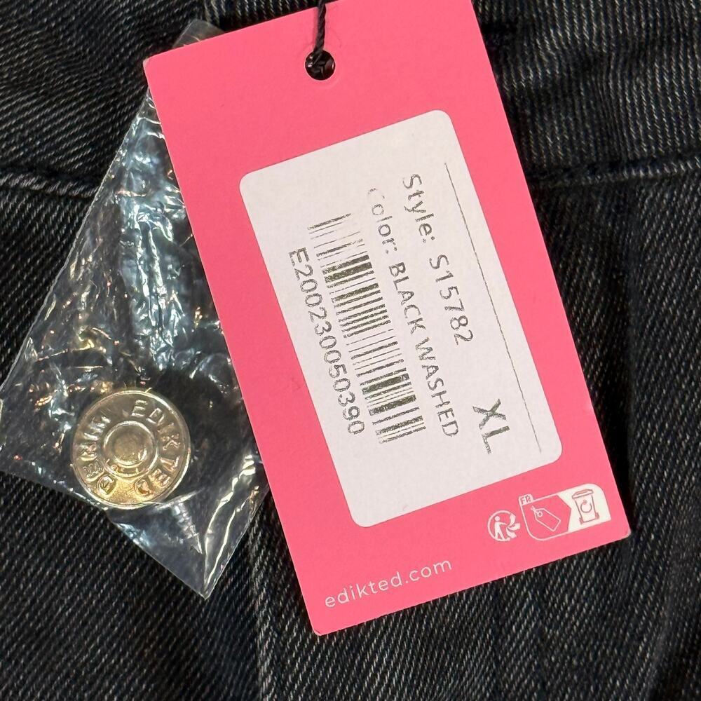 NWT Edikted Raelynn Washed Low Rise Baggy Jeans black size XL - Picture 5 of 11